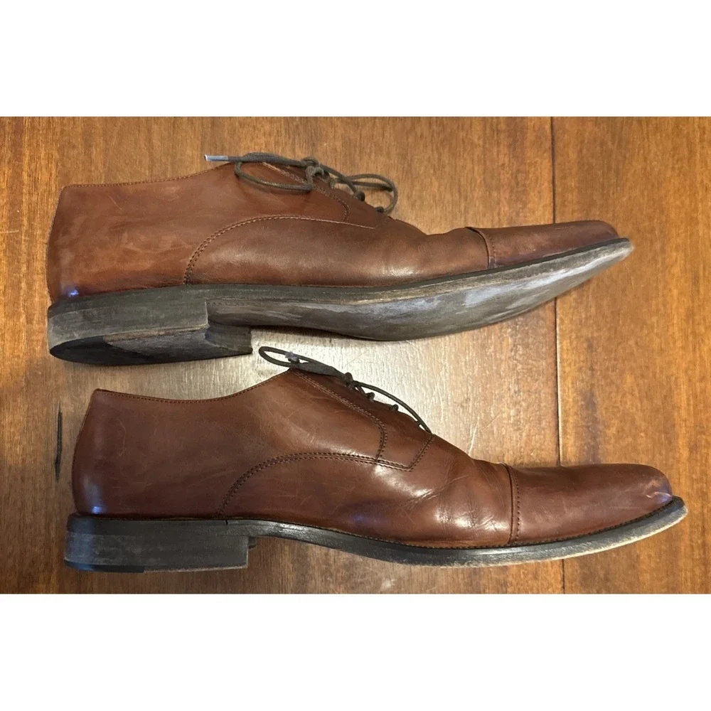 VTG‎ Johnston & Murphy Italy Brown Leather Cap Toe Oxford Dress Mens Size 10 M